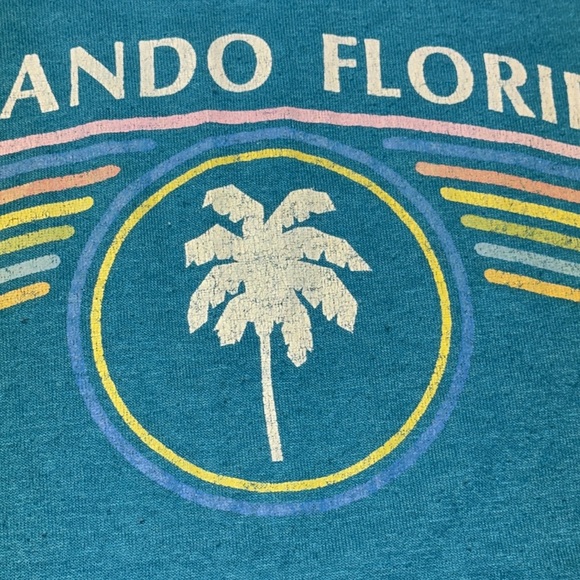 VTG Orlando Florida Blue Graphic Short Sleeve Unisex Jerzees T-Shirt Size LG - Picture 2 of 16
